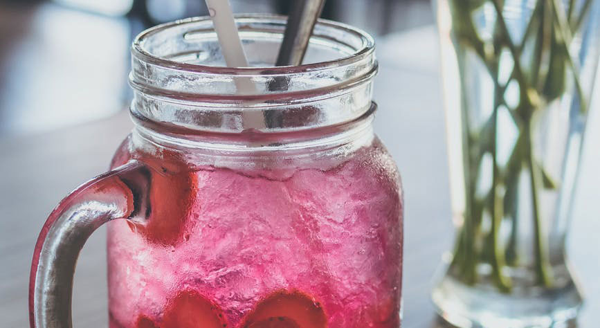 Cold drink in a jar